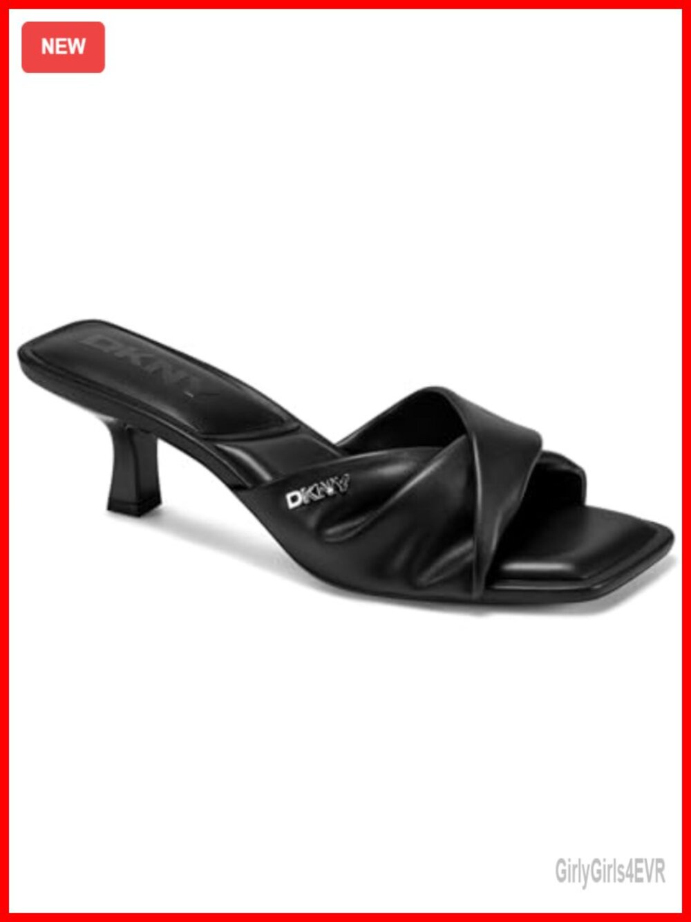 Womens Square Toe Kitten Heel Mule Slide Sandal Pull On Casual Shoe